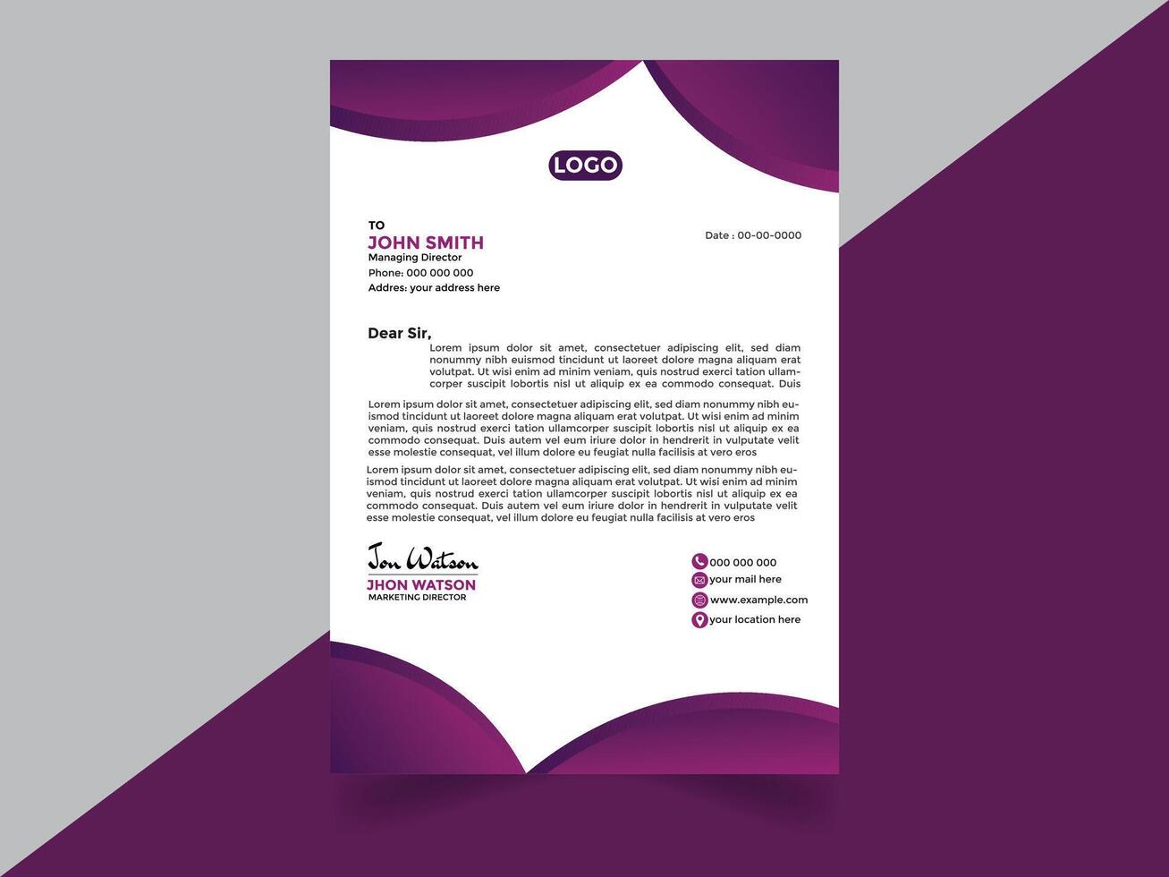 Abstract Corporate Business Style Letterhead Design vector