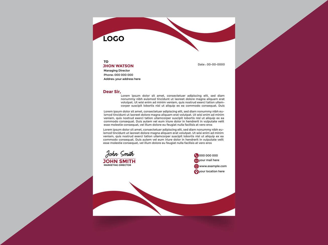 Letterhead template in Abstract style design. vector