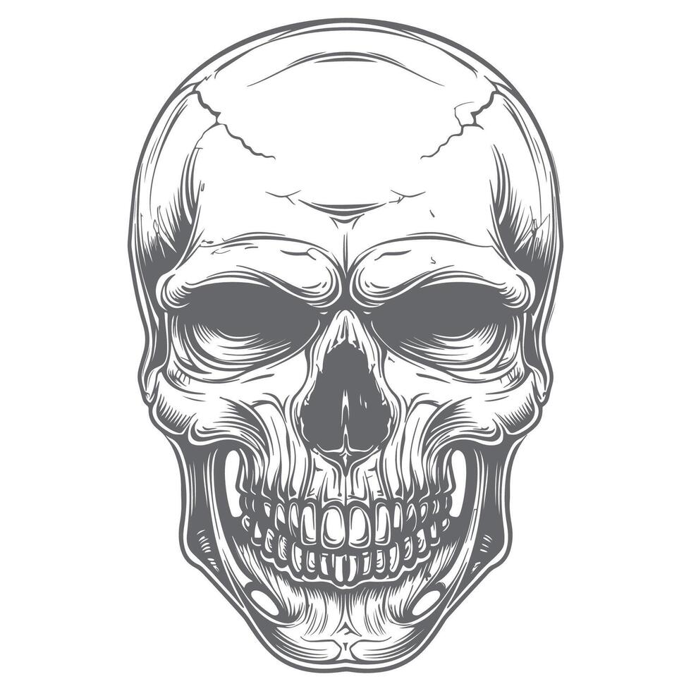Retro Skull Illustration in Classic Monochrome vector