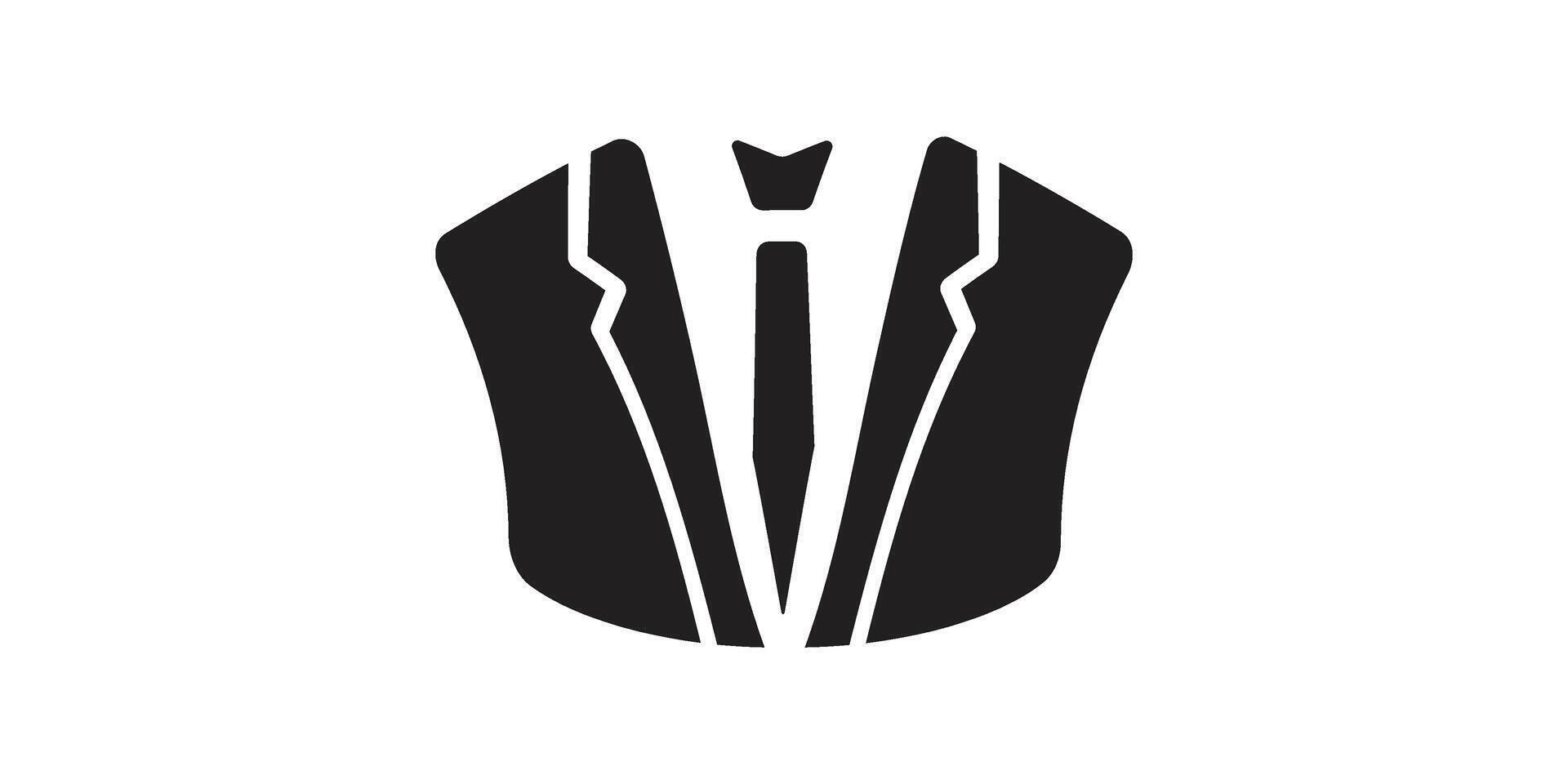 A black and white logo of a suit and tie vector