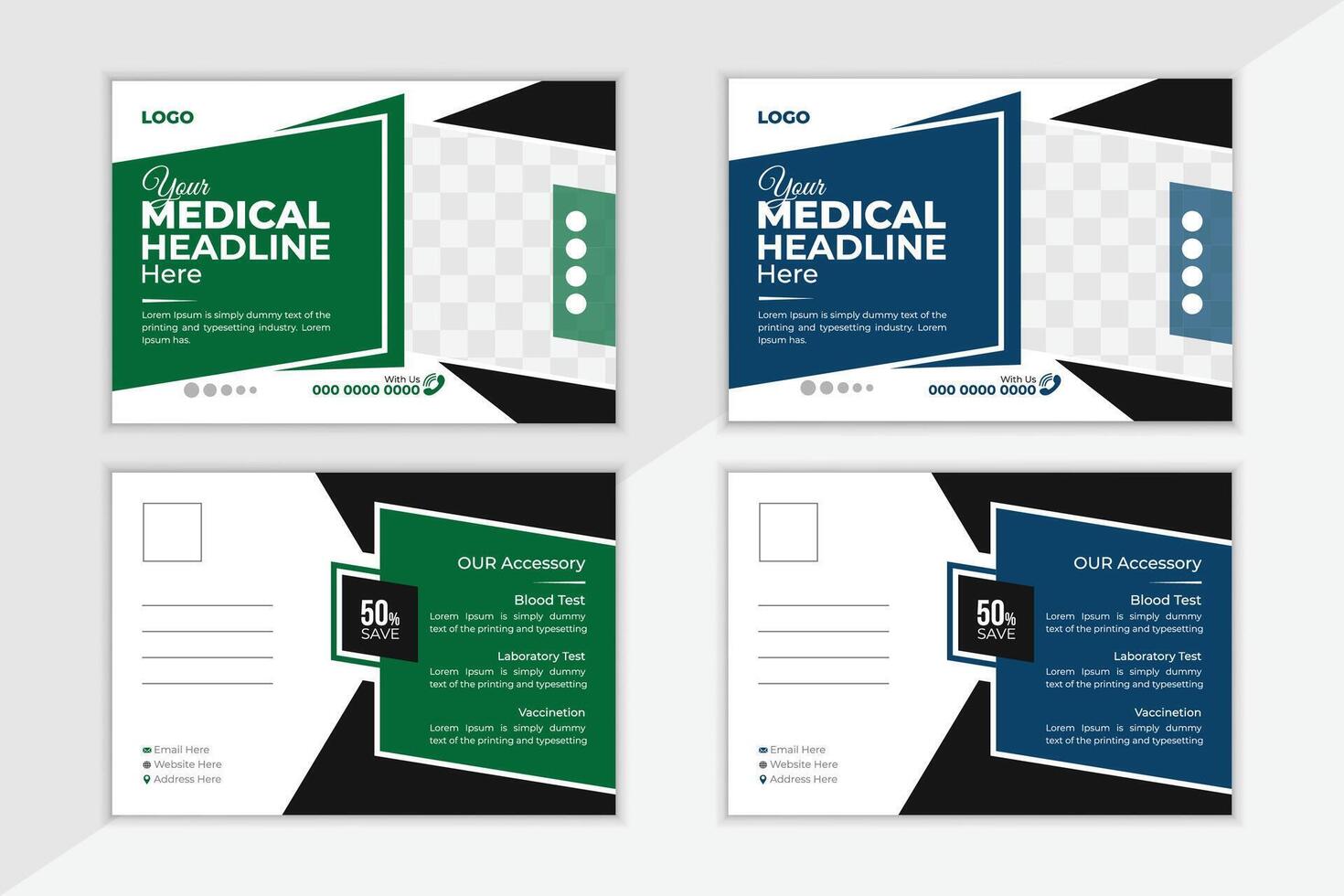 Medical post card design vector