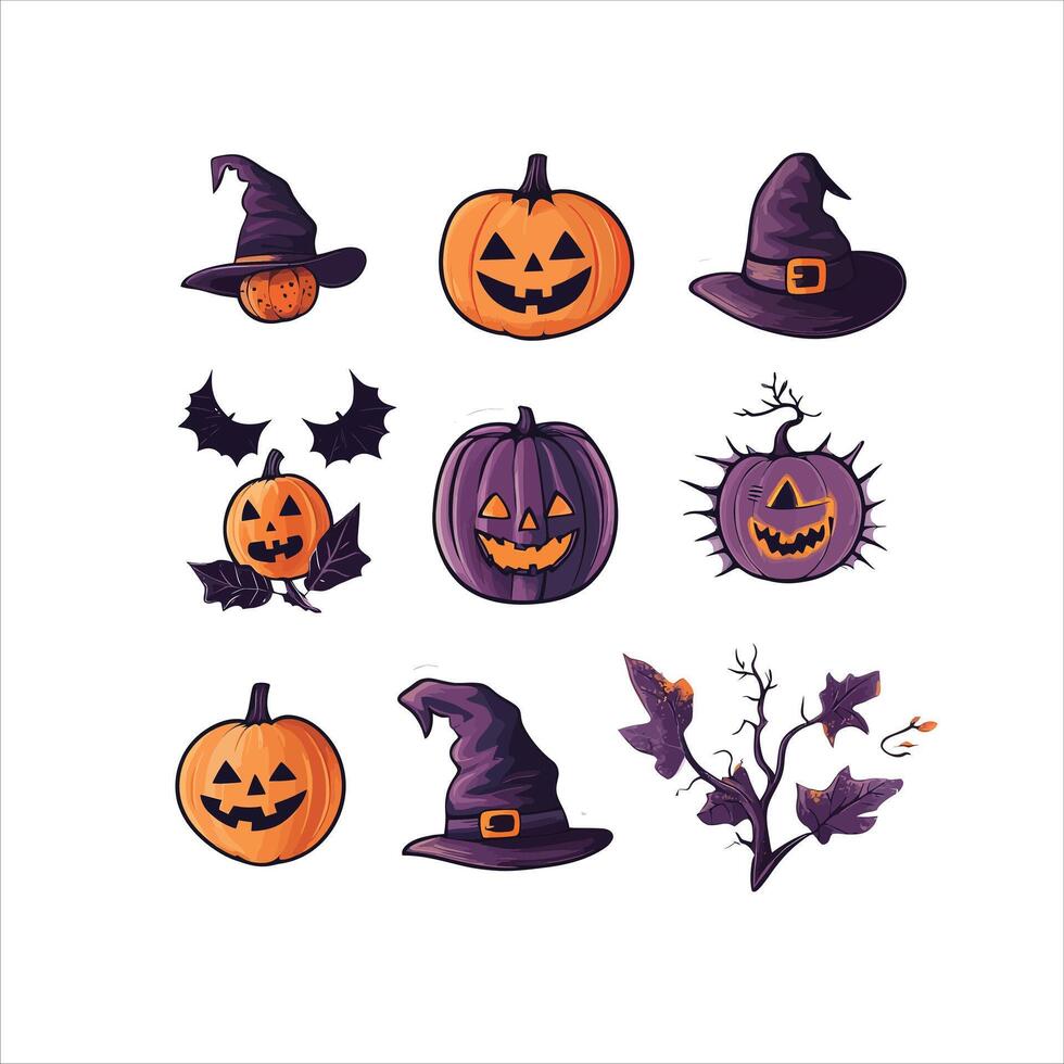 Collection of Happy Halloween Icons vector