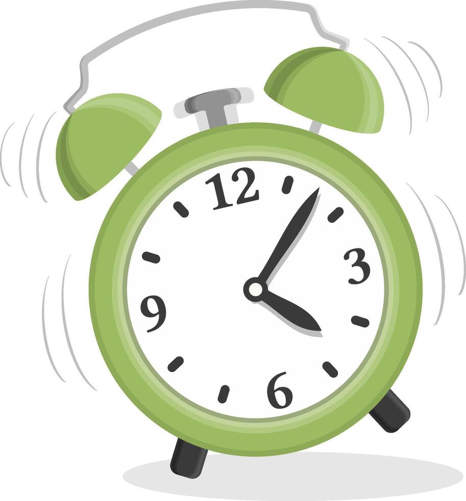 Green alarm clock on white background vector