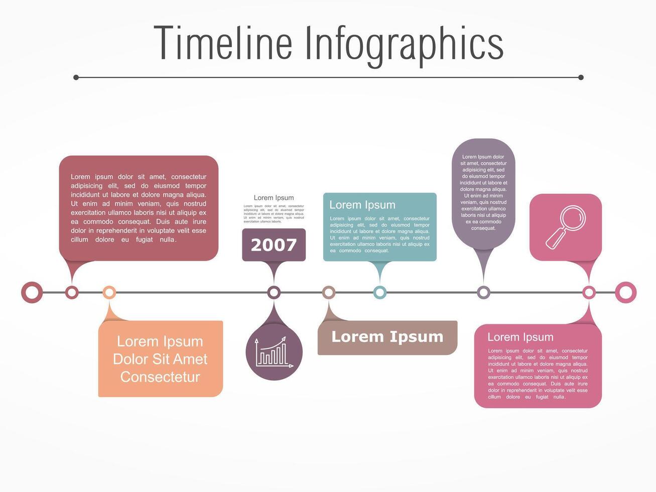 Timeline infographics template with different elements for your information vector