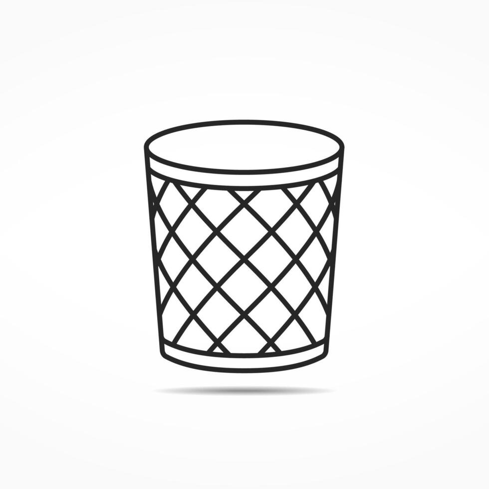 Empty office trash can line icon vector