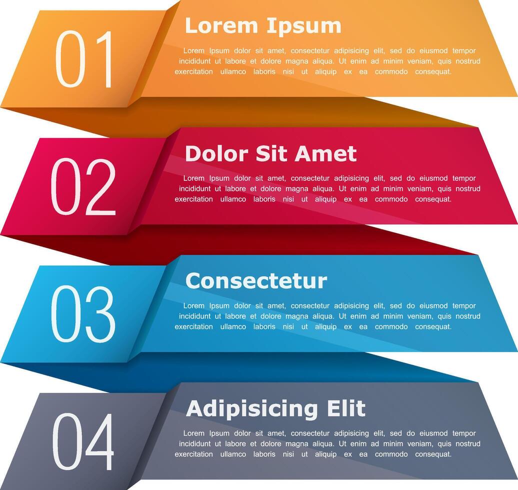 Four steps, infographics template with four elements and place for your text vector