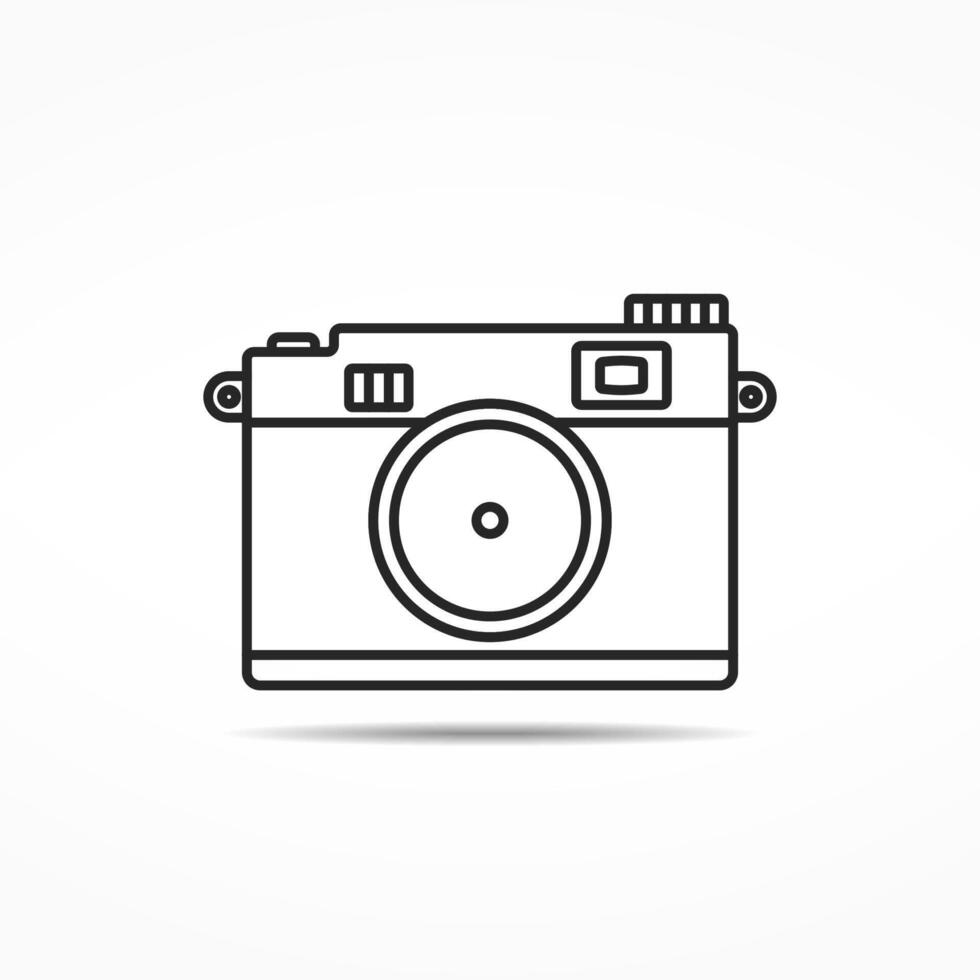 Retro photo camera line icon vector