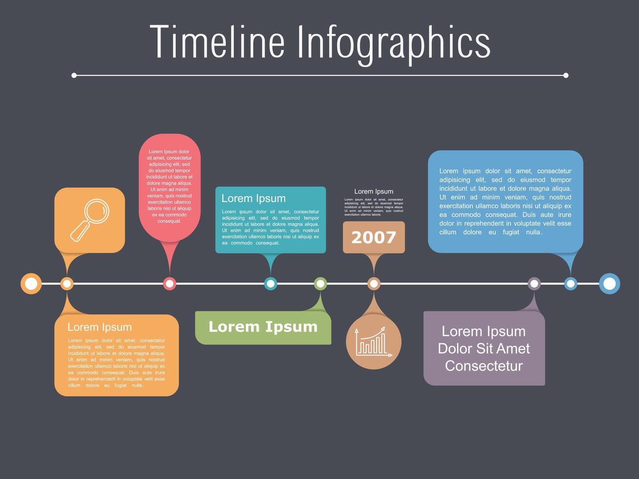 Timeline infographics template with different elements for your information vector