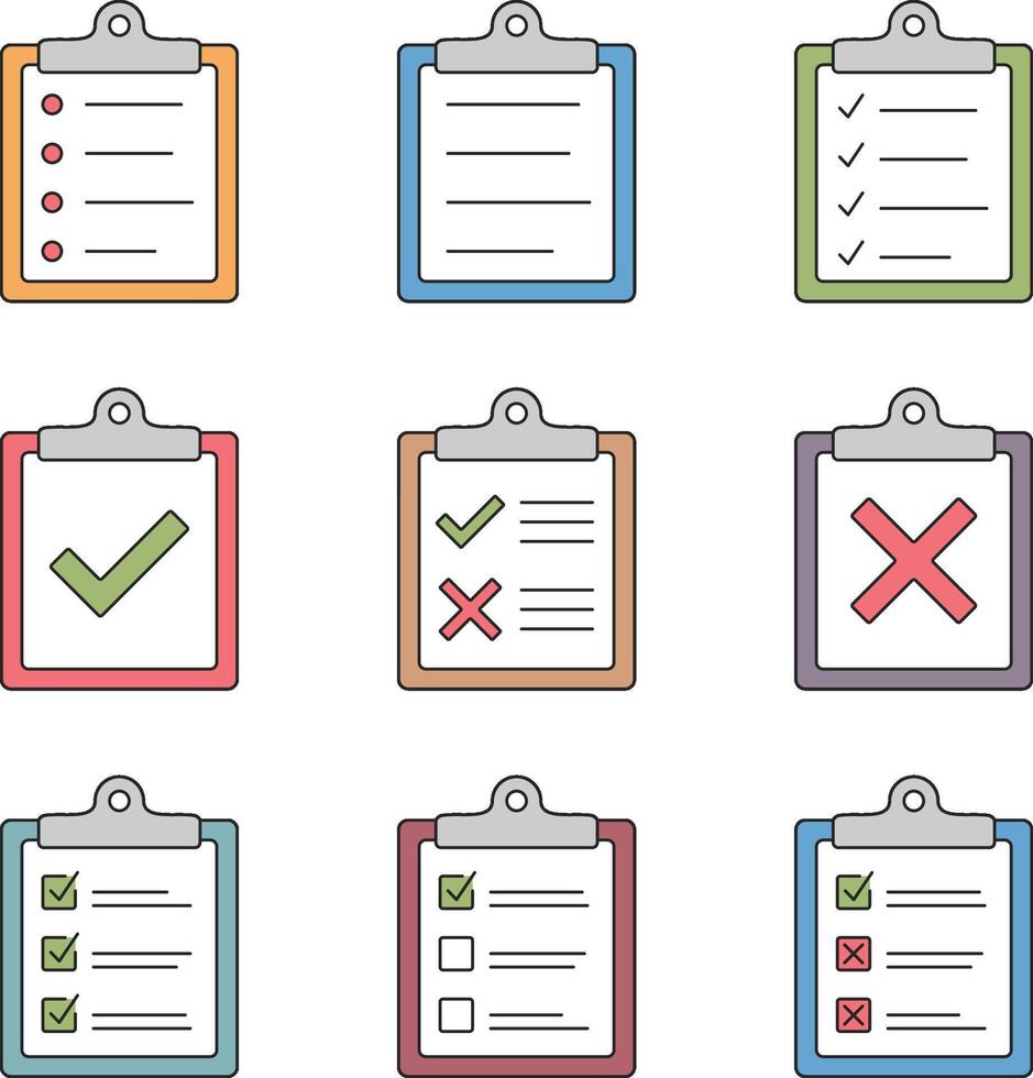 Colored check list icons vector