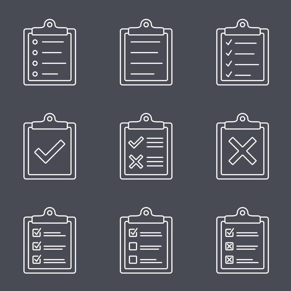 Set of minimal line icons of check list vector