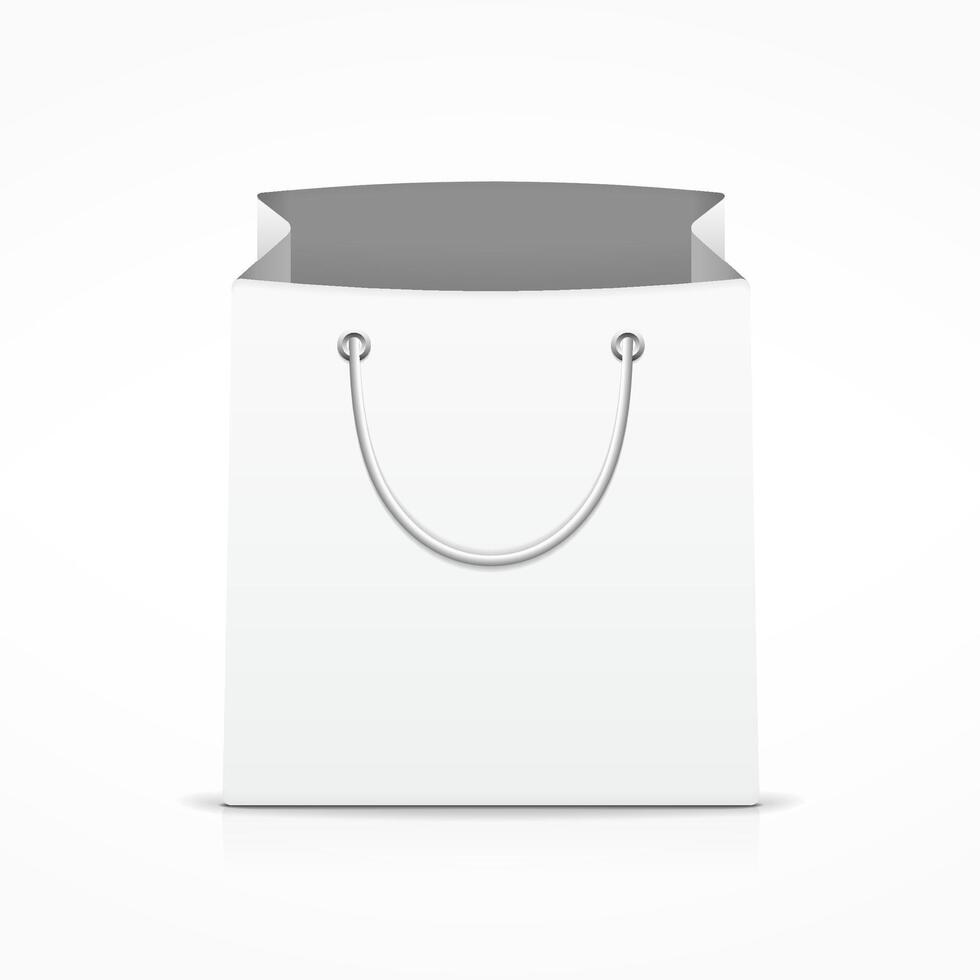 Empty white shopping bag with handle vector
