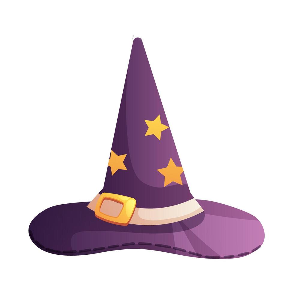 Drawn cone hat of witch, wizard with stars. illustration on white background for Halloween vector