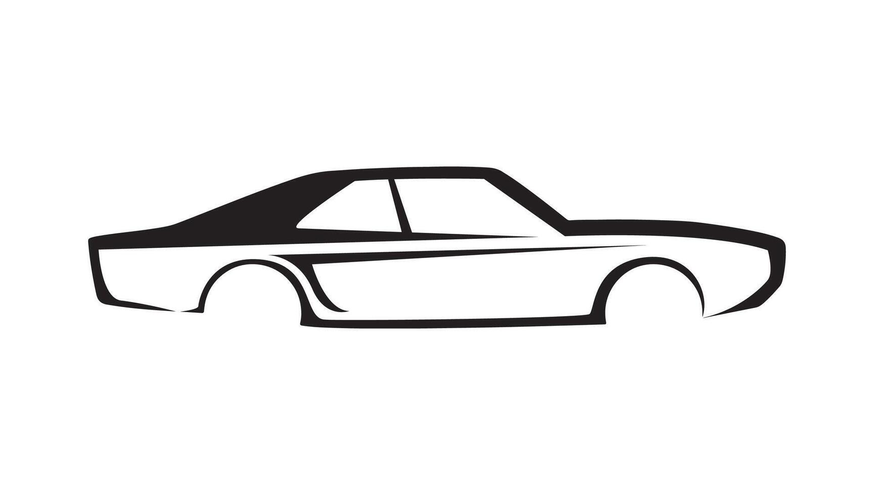 Classic car logo silhouette minimalist. Vintage style classic muscle car. Autocar logo concept. Muscle car icon. Automobile and car dealer vector