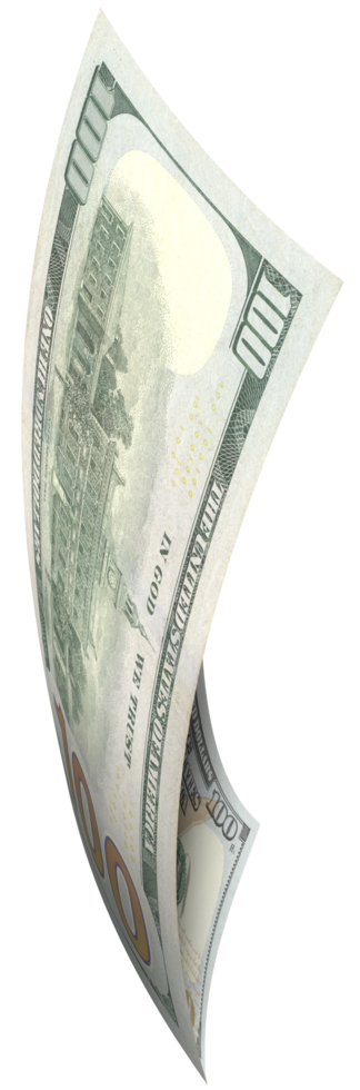 100 US dollar note flying. png