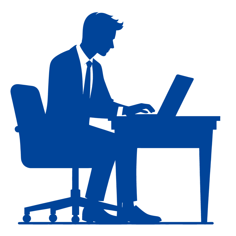 Silhouette of a Businessman Working on a Laptop png