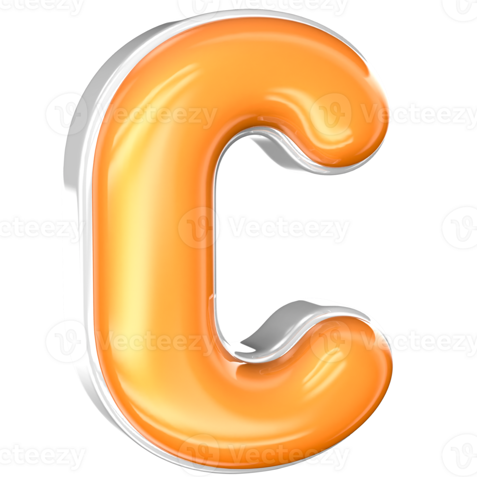 C Font 3D Render With White And Yellow png