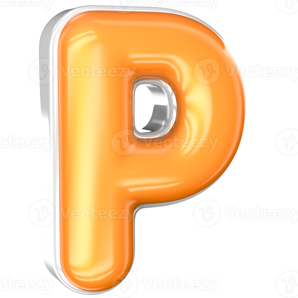 P Font 3D Render With White And Yellow png