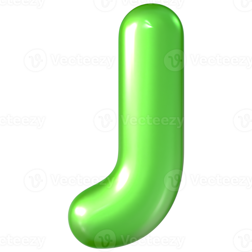 Balloon Green Font J 3d Render png