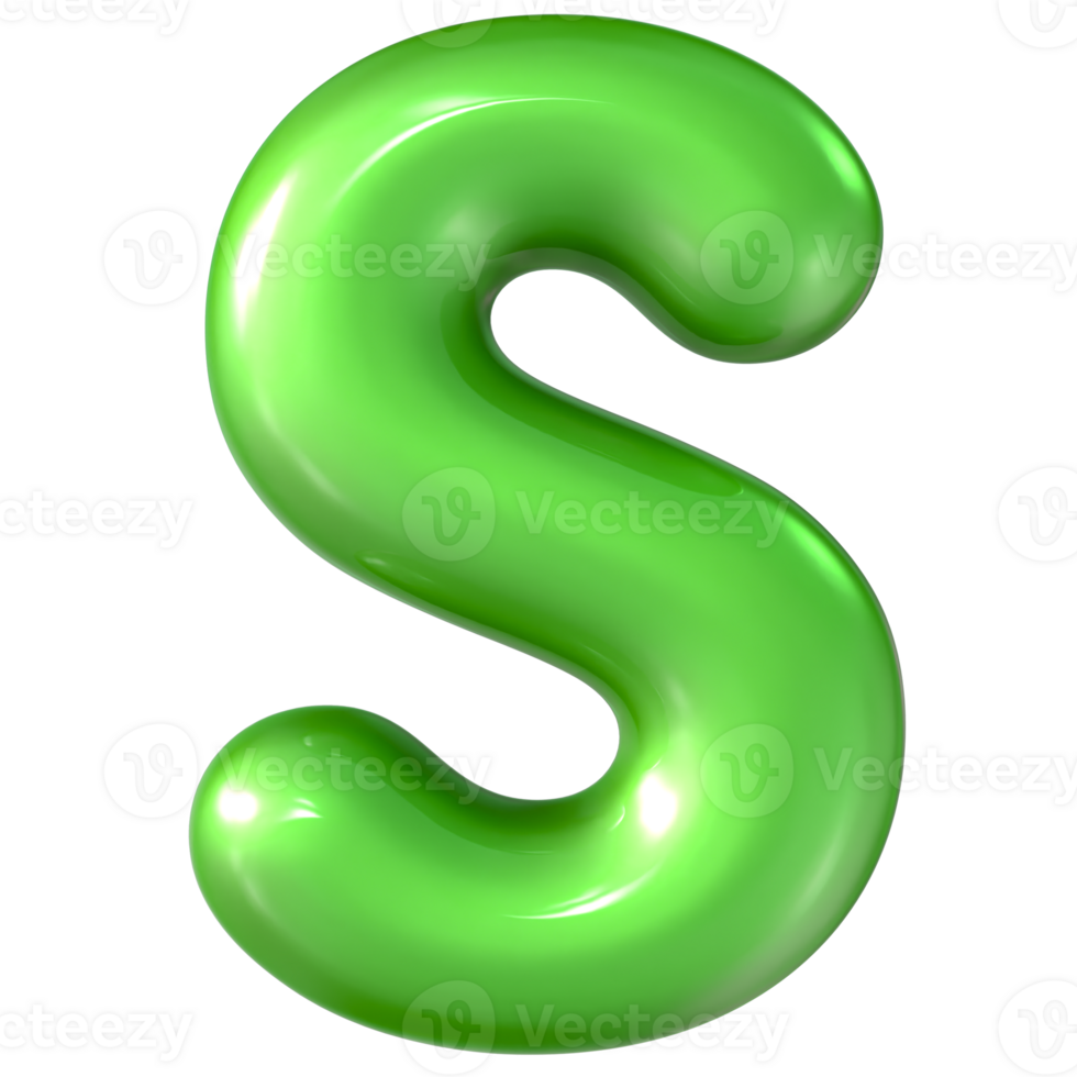 Balloon Green Font S 3d Render png