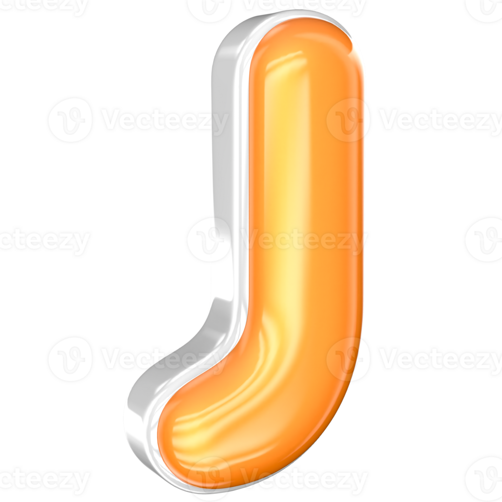 J Font 3D Render With White And Yellow png