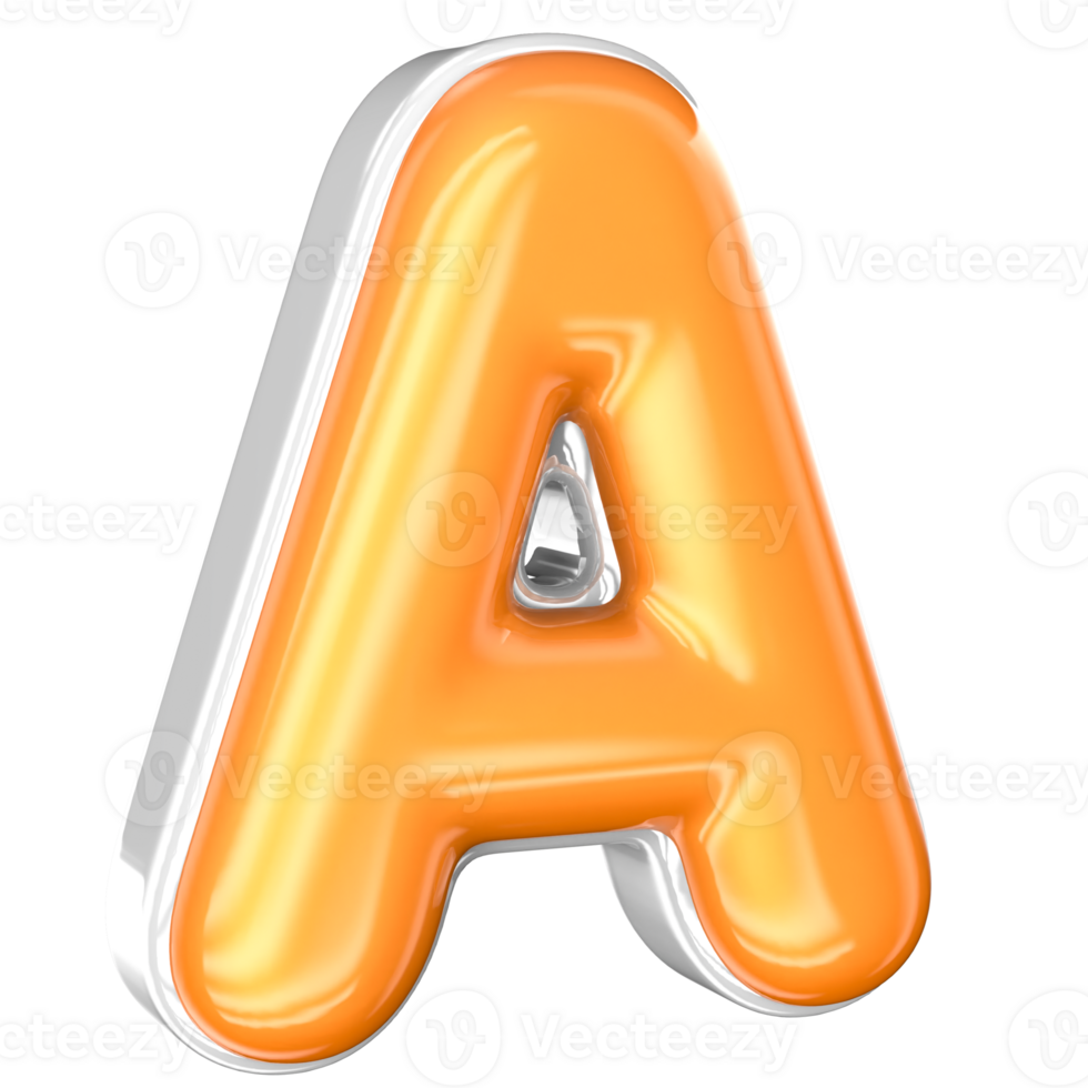 A Font 3D Render With White And Yellow png