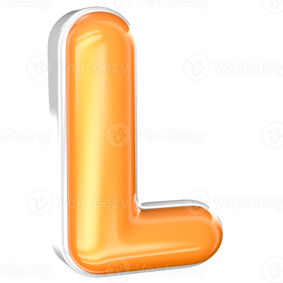 L Font 3D Render With White And Yellow png
