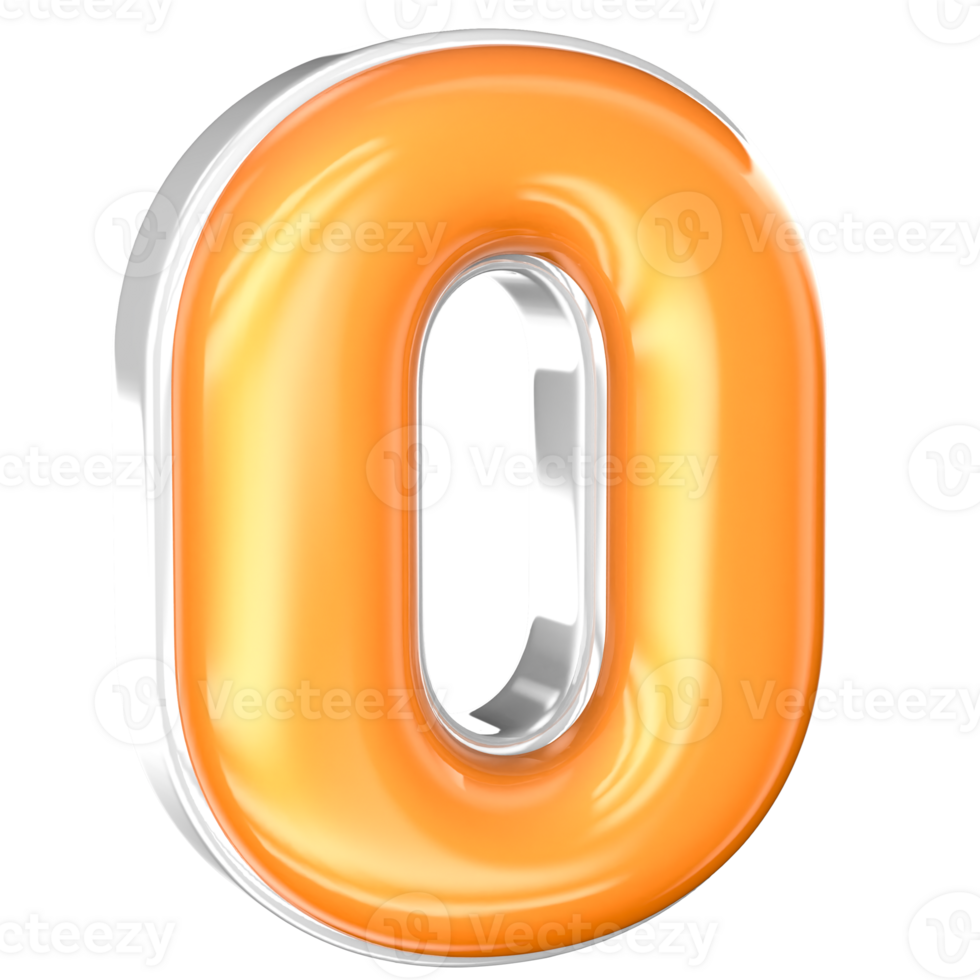 O Font 3D Render With White And Yellow png