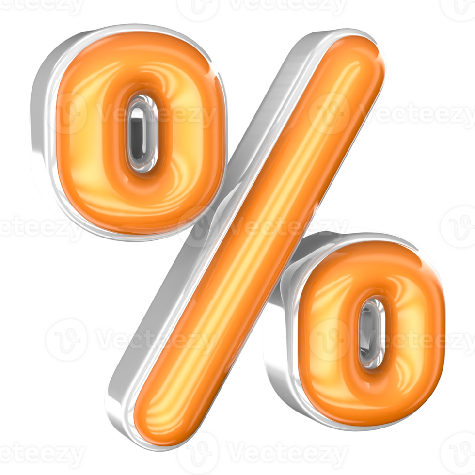 Percent 3D Render With White And Yellow png