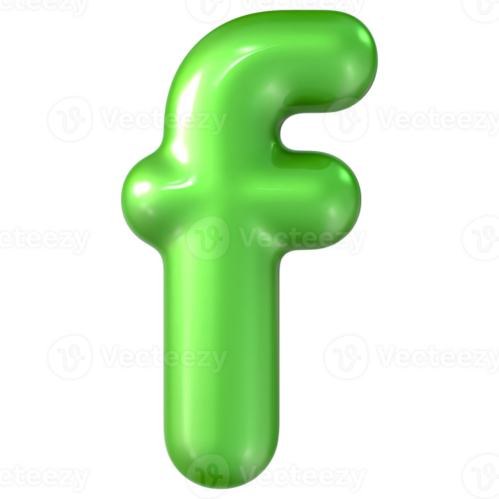 Balloon Green Font f 3d Rendering png