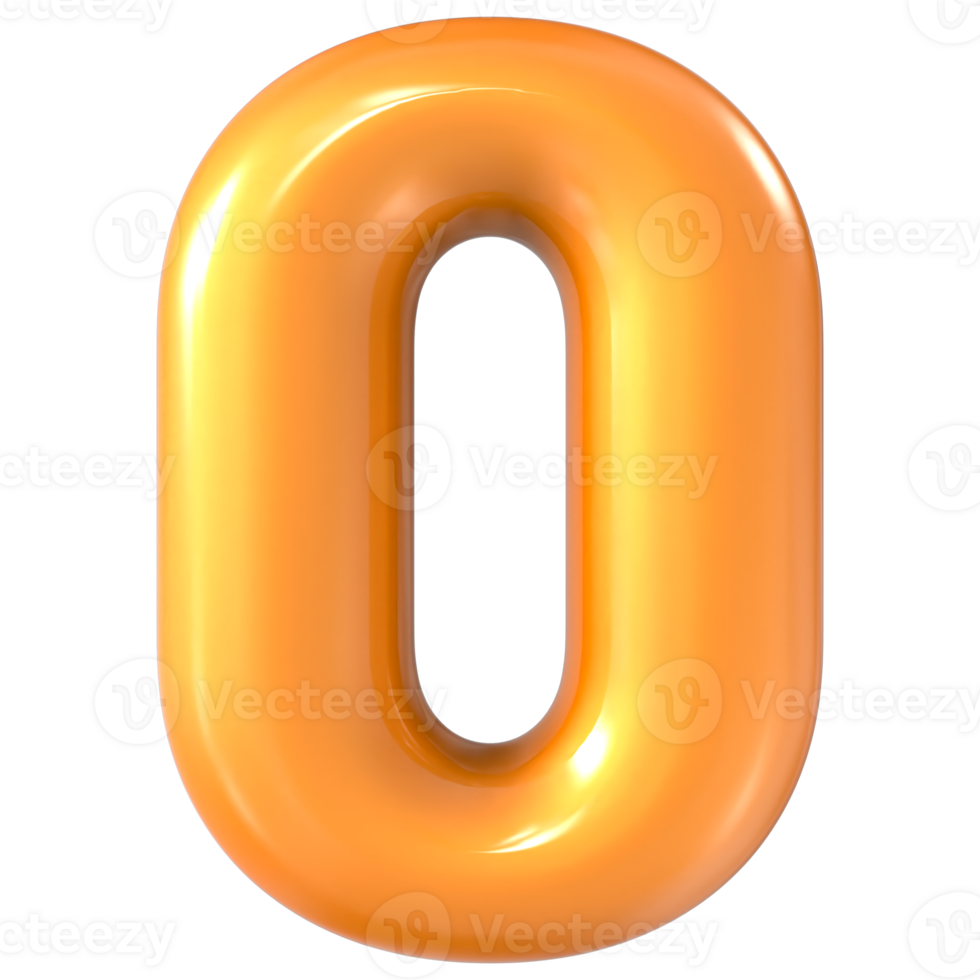 Balloon Yellow Number 0 3d Render png