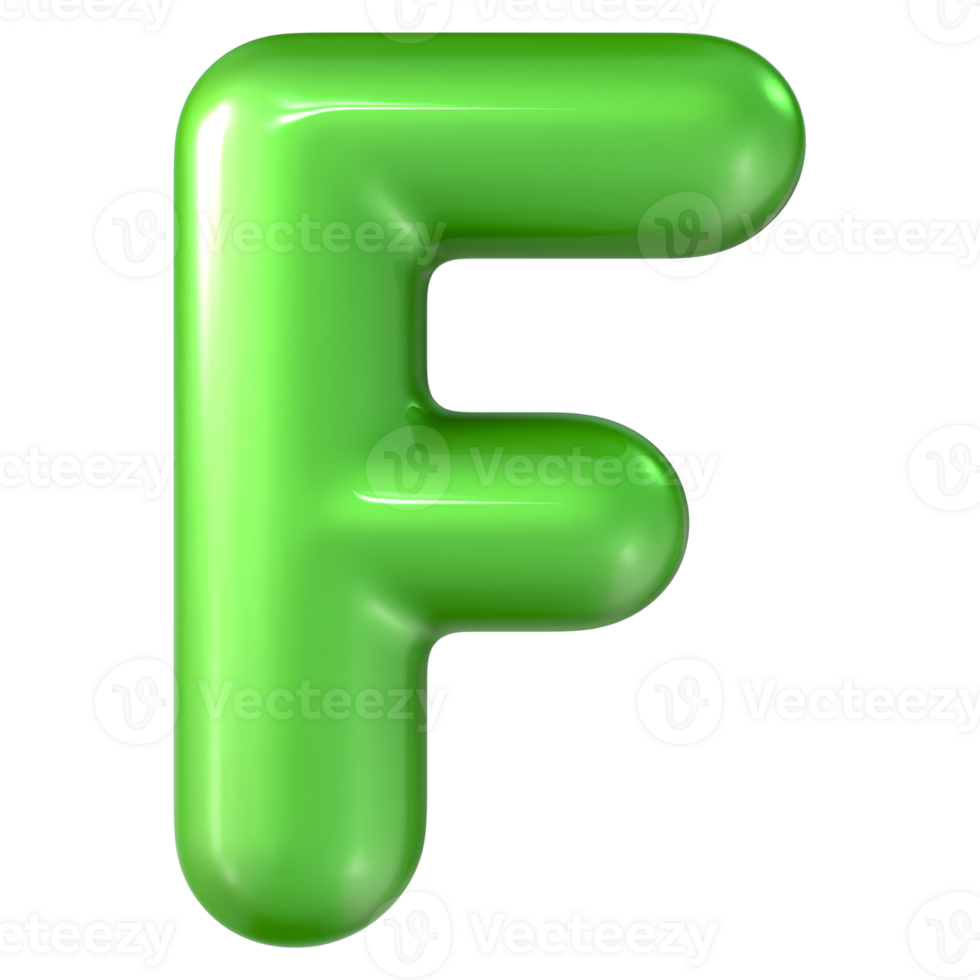 Balloon Green Font F 3d Render png