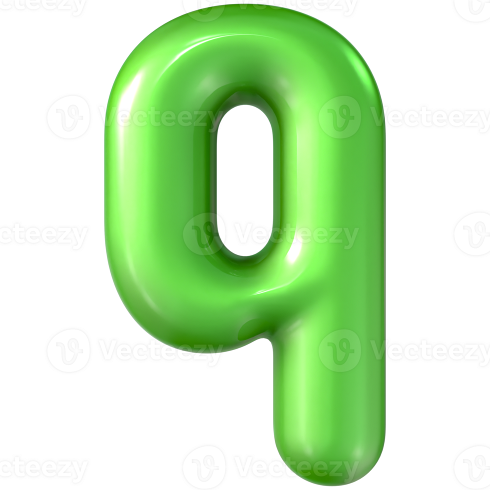 Balloon Green Font q 3d Rendering png