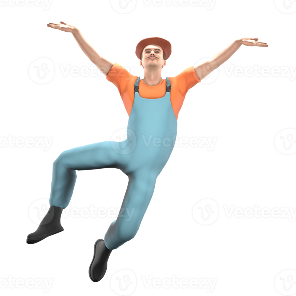 Professional Painter 3D Artwork. A male painter posing with an energetic and expressive style. Male Character Model png