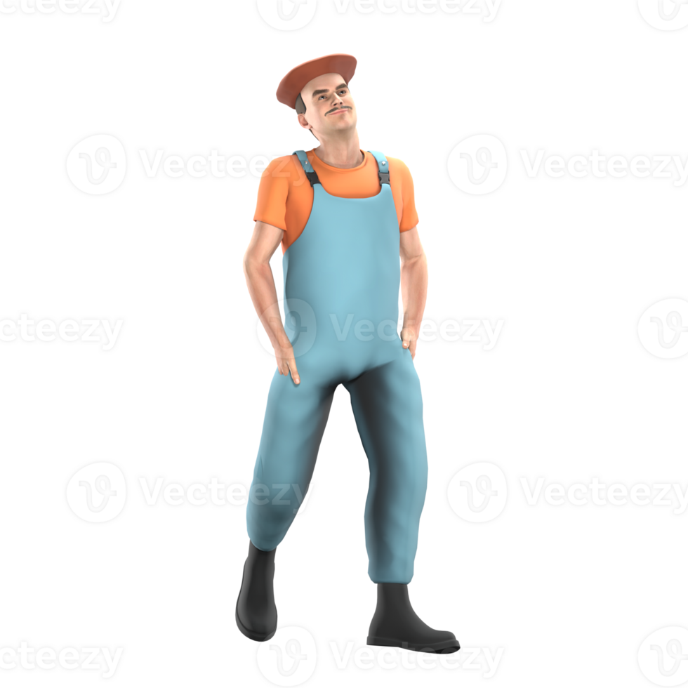 Male Painter with Easel. A male painter walks with both hands inserted into his trouser pockets png