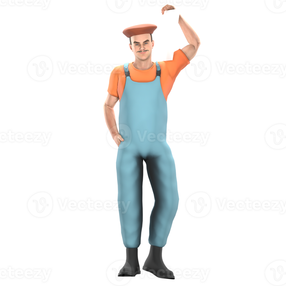 Art Studio 3D Model. A male painter is carrying a painting canvas on his left shoulder while his right hand is inserted into his trouser pocket. Cartoon Painter Character png