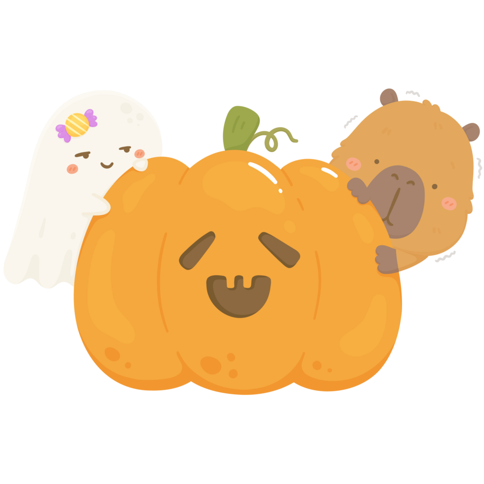 Capybara and baby ghost png