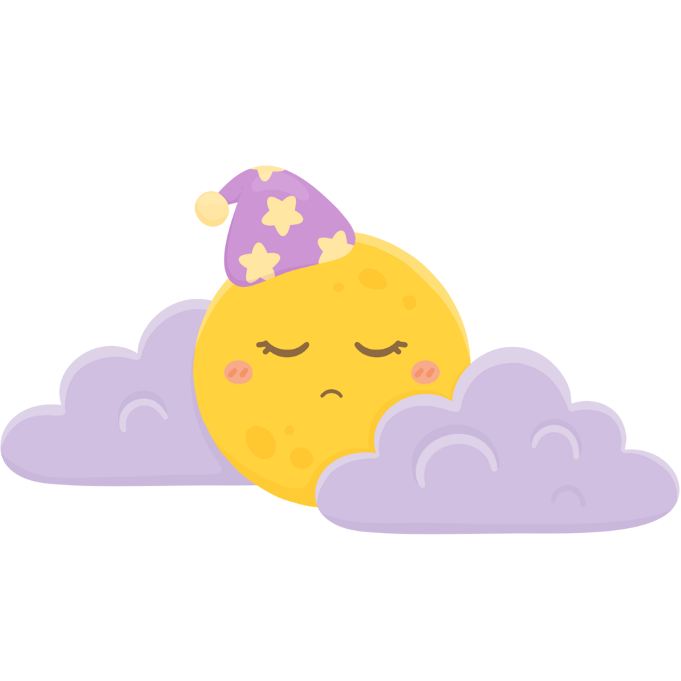 Sleeping moon and cloud png