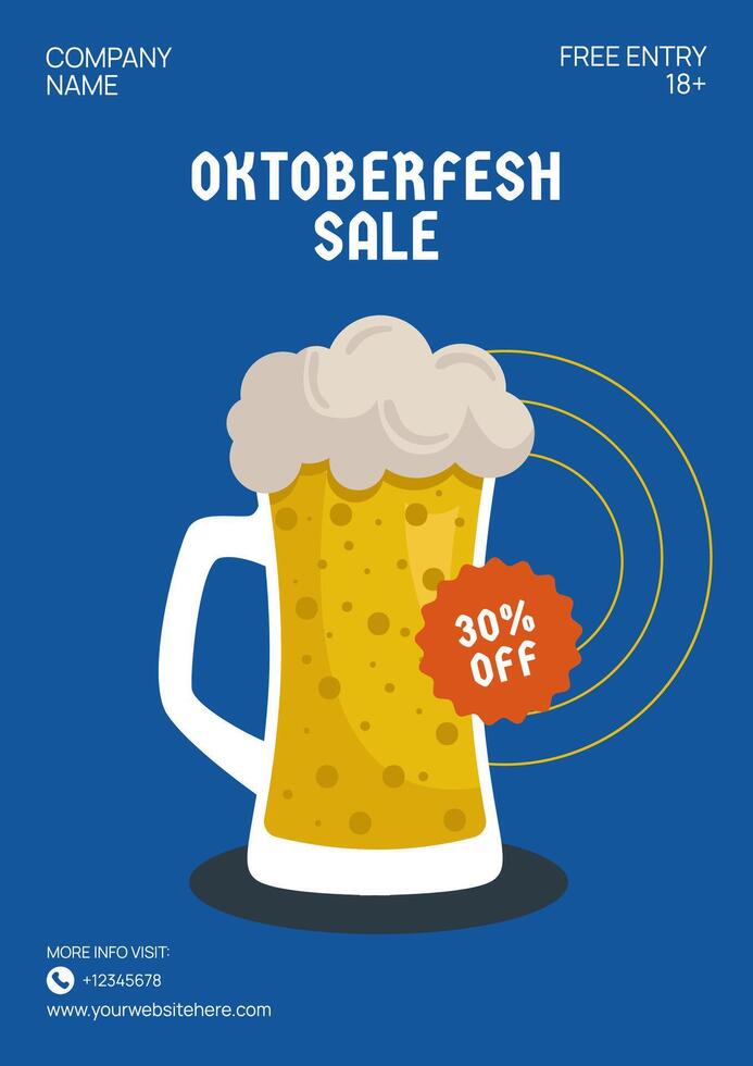 Oktoberfest Social Media Flyer Template with Hand-Drawn Cartoon Design vector