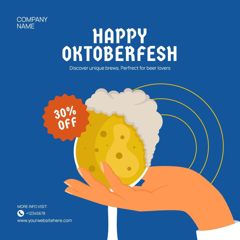 Oktoberfest Event Poster for Social Media in Flat Cartoon Style vector