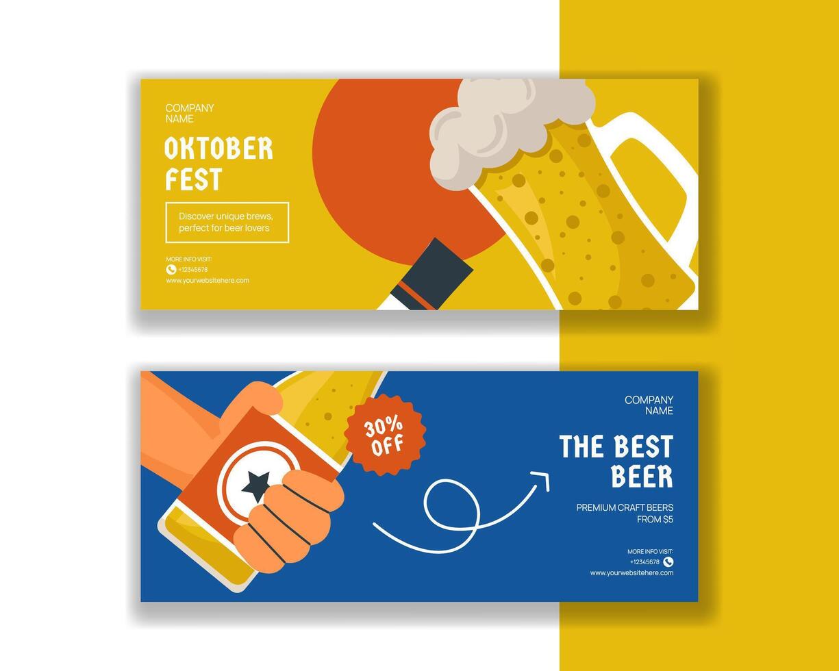 Oktoberfest Beer Festival Social Media Banner Hand-Drawn Illustration Template vector