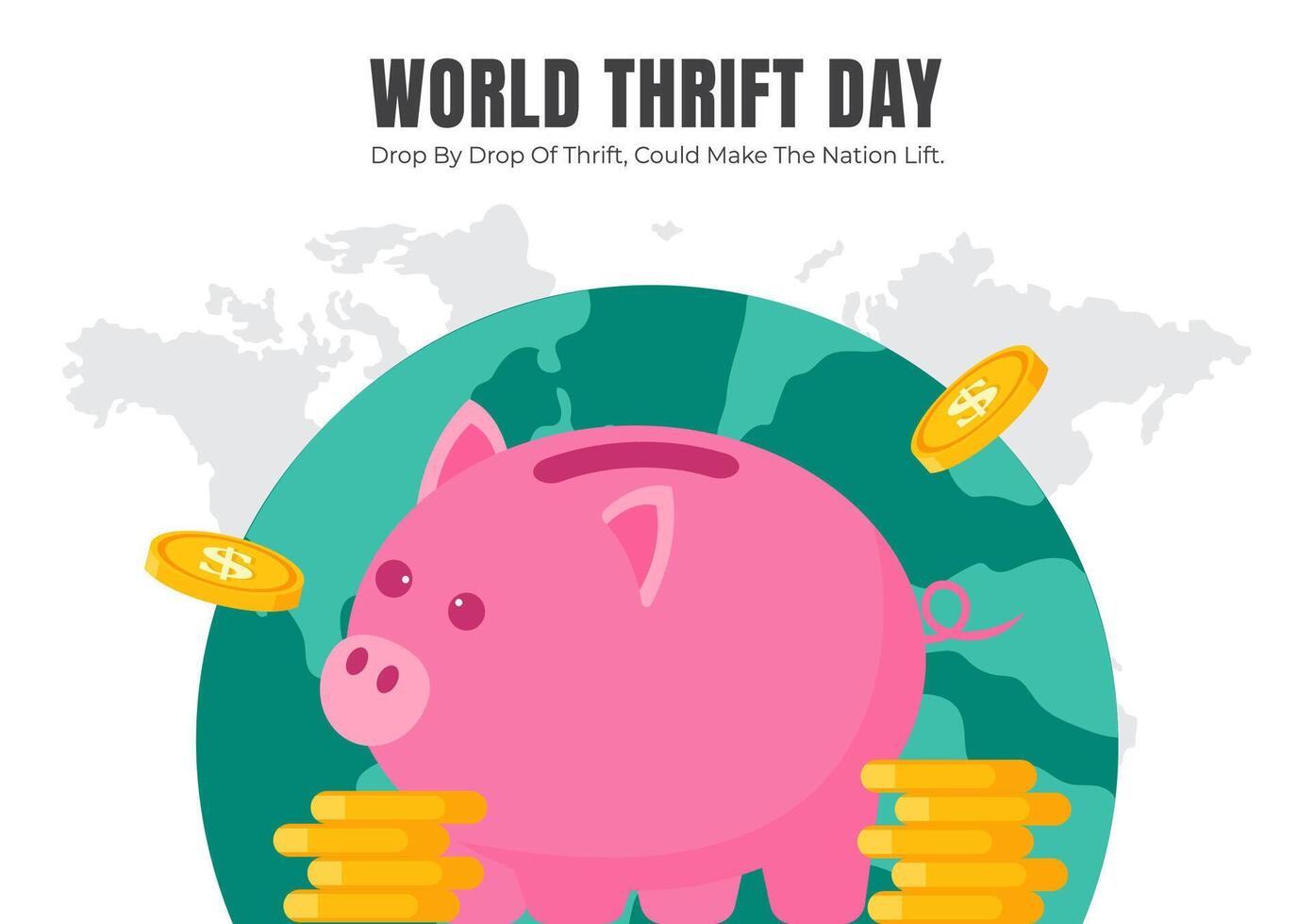 World Thrift Day Social Media Template in Flat Hand-Drawn Cartoon Style vector