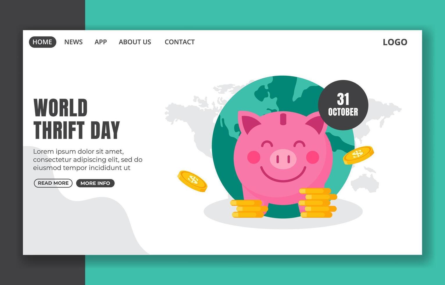 Cartoon Hand-Drawn World Thrift Day Social Media Landing Page Template vector