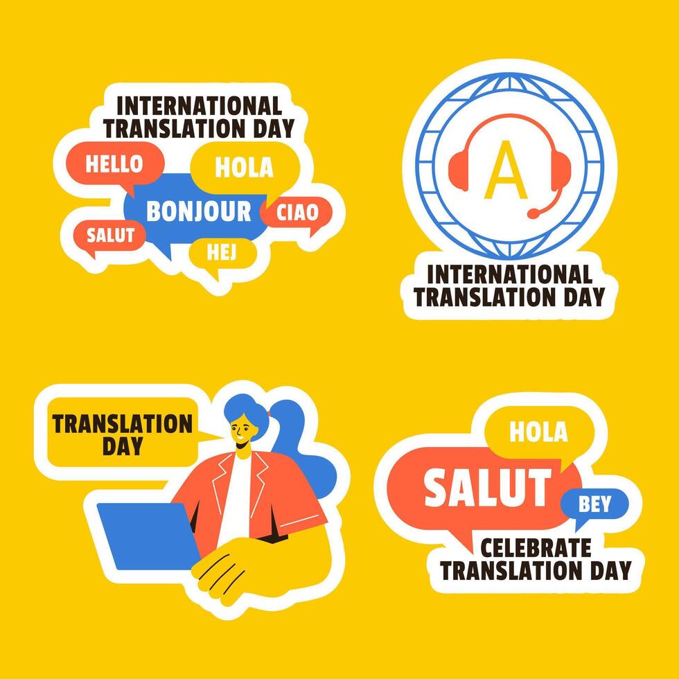 Hand-Drawn Background Illustration for Translation Language Day Label vector