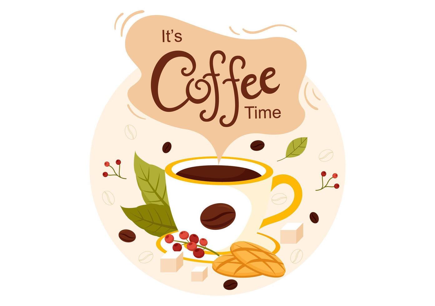 Coffee Celebration Day on 1st October Illustration Featuring a Cup of Coffee in Flat Cute Style vector