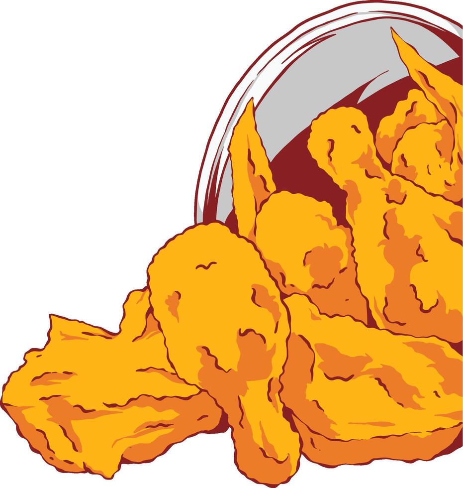 fried chicken bucket colored illustration vector