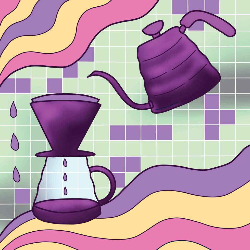 Coffee shop cafe poster modern abstract illuastration vector