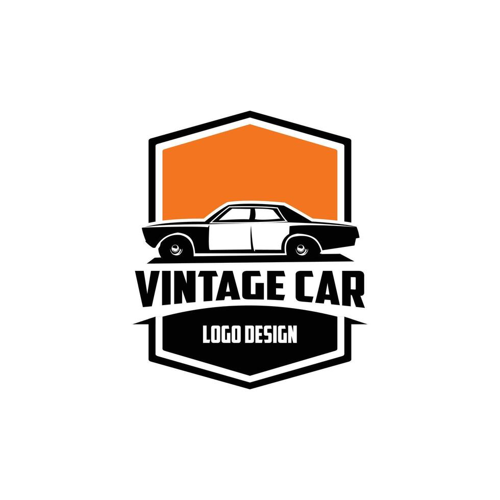 vintage Bluesmobile car silhouette. isolated on a stunning twilight background. available in eps 10 vector