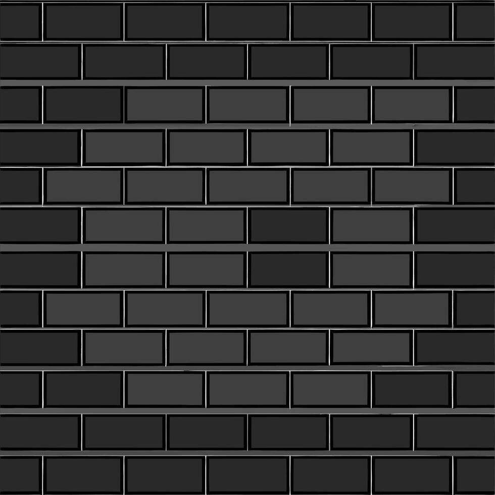 Black realistic seamless brickwork wall texture. Black wall texture . vector