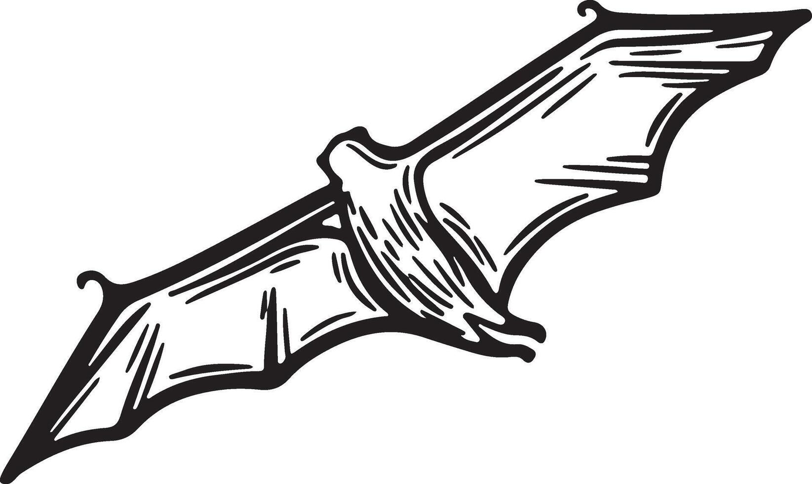 Bat flying line drawing illustration. vector