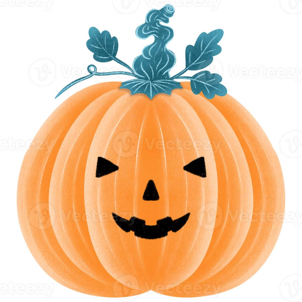 Hand drawn halloween pumpkin Happy Halloween day set of elements png